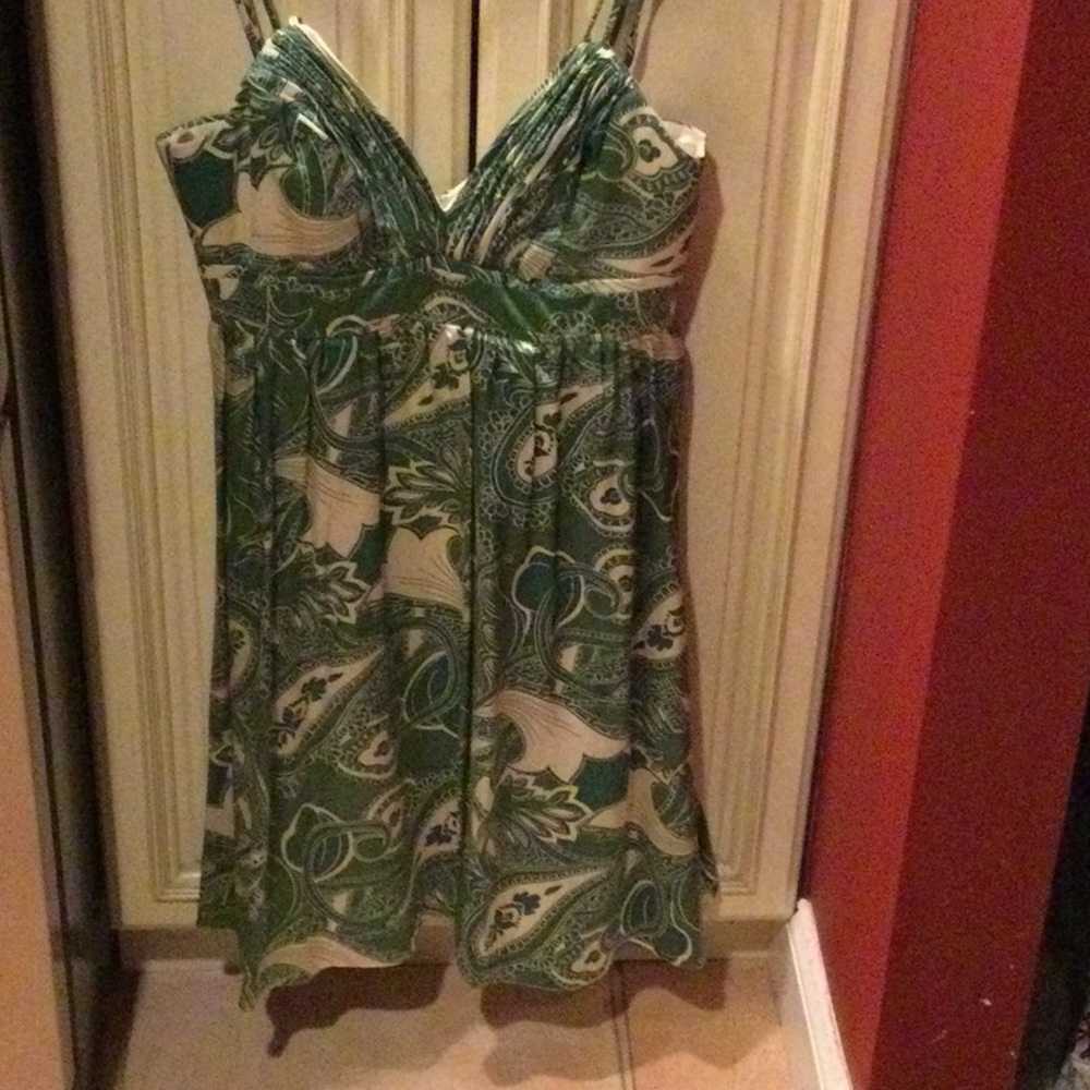 Green Paisley Silk  Women's Dress 6